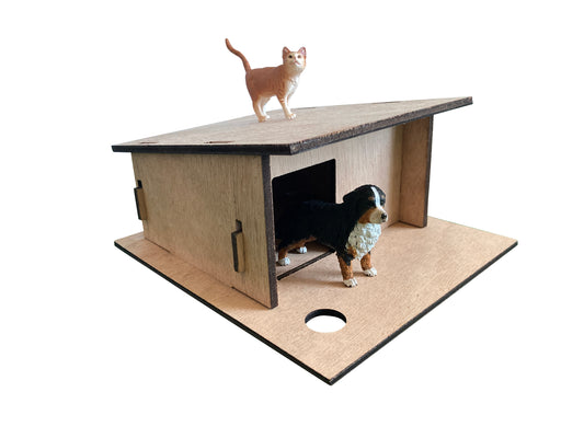 Toy Big Dog Kennel, fits Schleich Bernese Mountain Dog, the big Kiwi wooden dog house