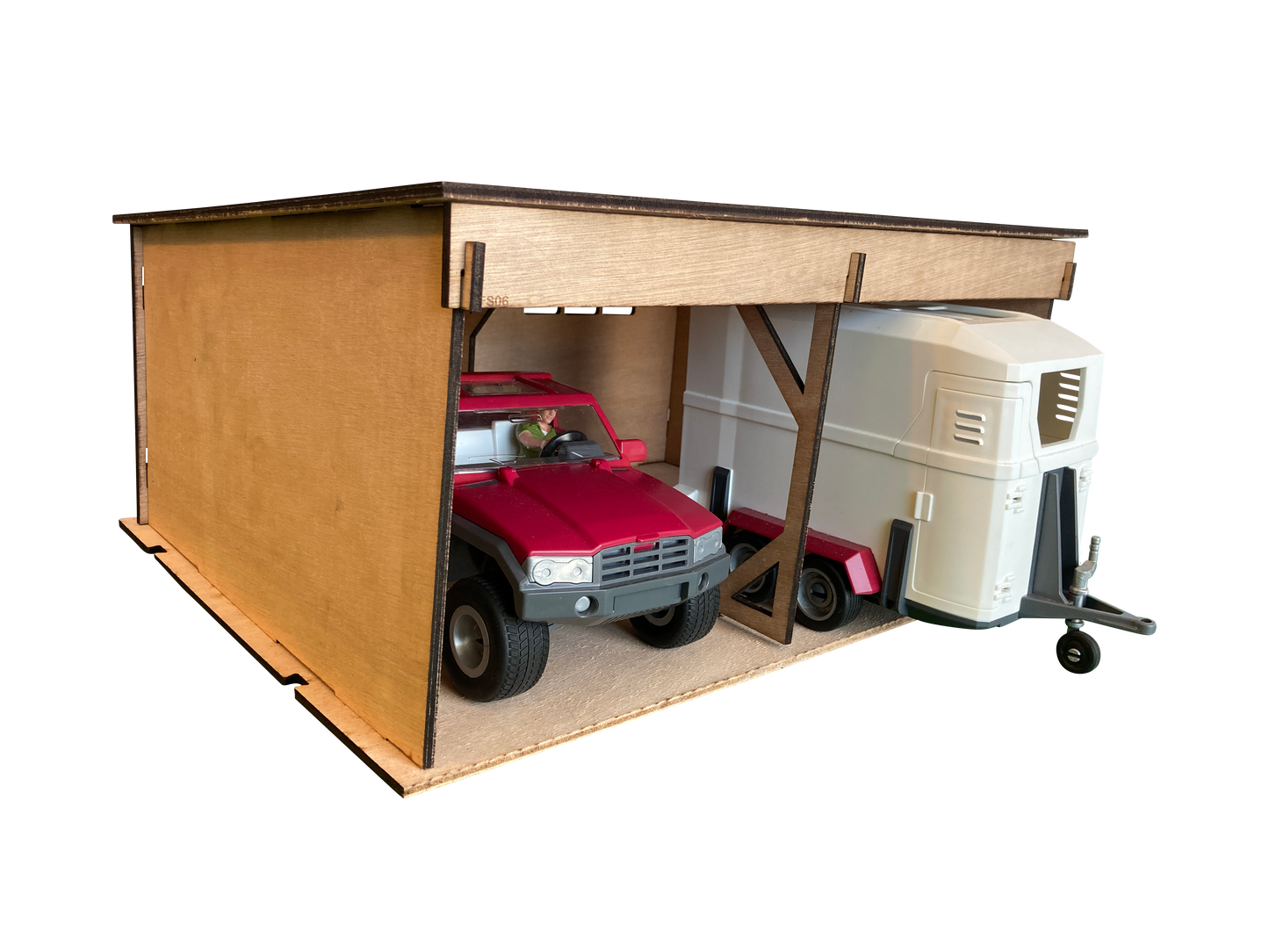 Toy Farm Shed, Fits Schleich Tractor And Horse Trailer, Made From Wood