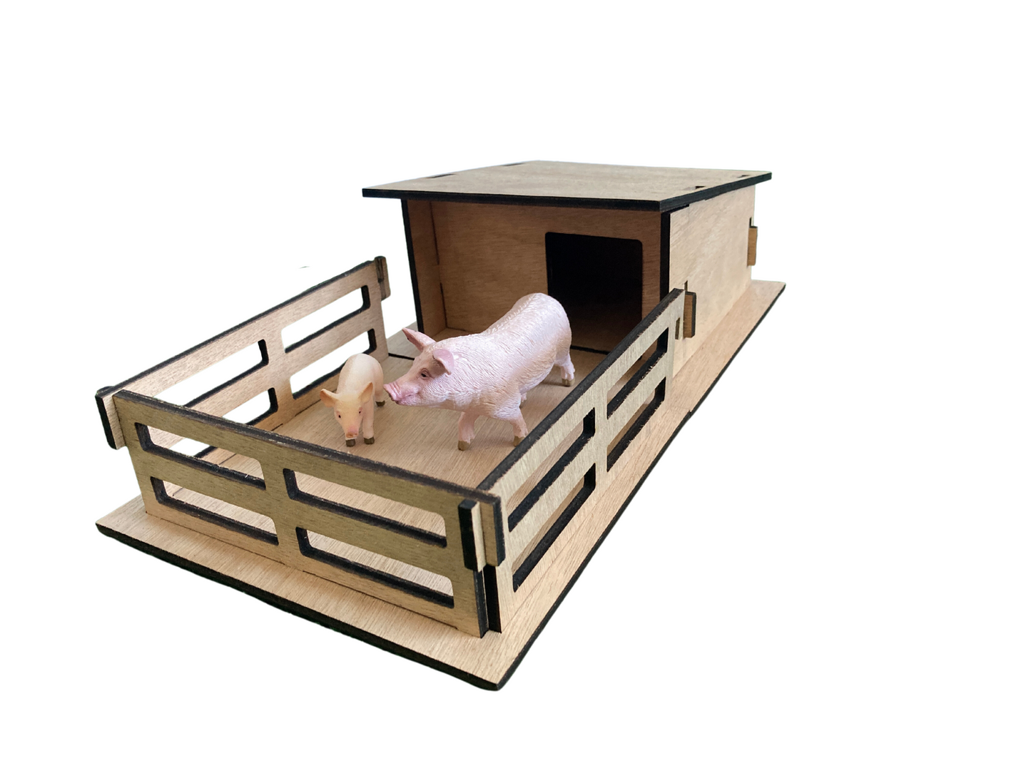 Toy Pigsty, Fits Schleich Pigs, Made From Wood