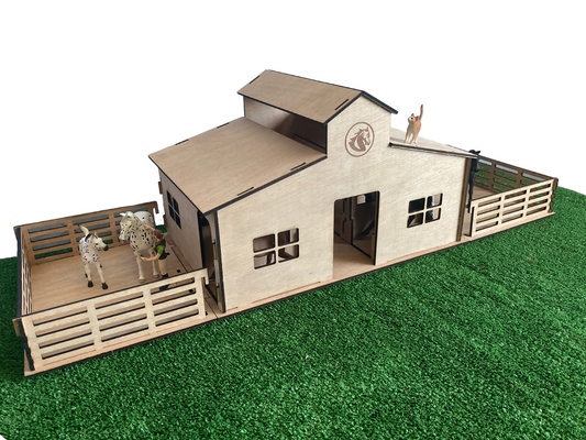 Toy Stable and Paddocks, fits Schleich horses, made from wood