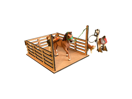 Washing & Grooming Stall With Saddle Stand, Fits Schleich Horses, Made From Wood