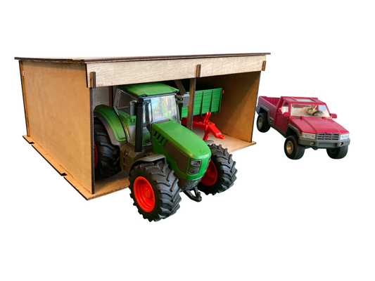 Toy Farm Shed, Fits Schleich Tractor And Horse Trailer, Made From Wood