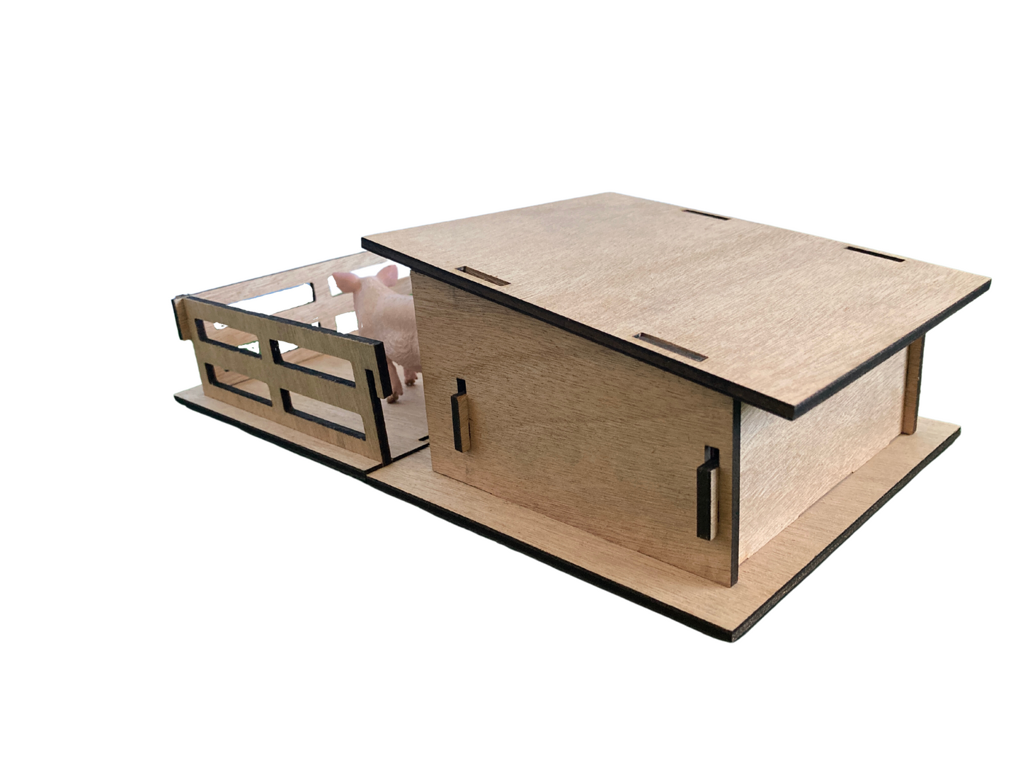 Toy Pigsty, Fits Schleich Pigs, Made From Wood