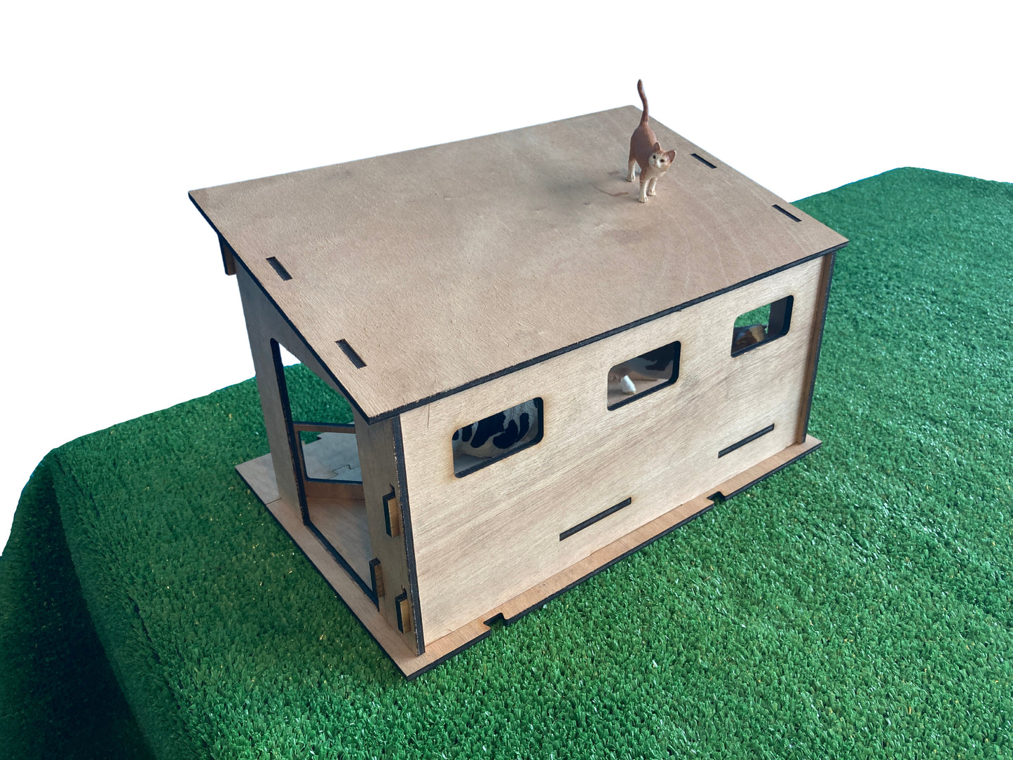 Toy Herringbone Milking Shed, fits Schleich cows, made from wood