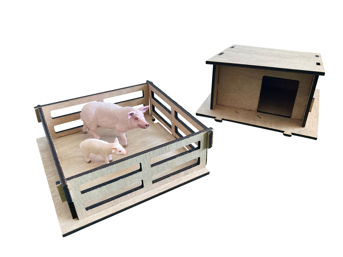 Toy Pigsty, Fits Schleich Pigs, Made From Wood