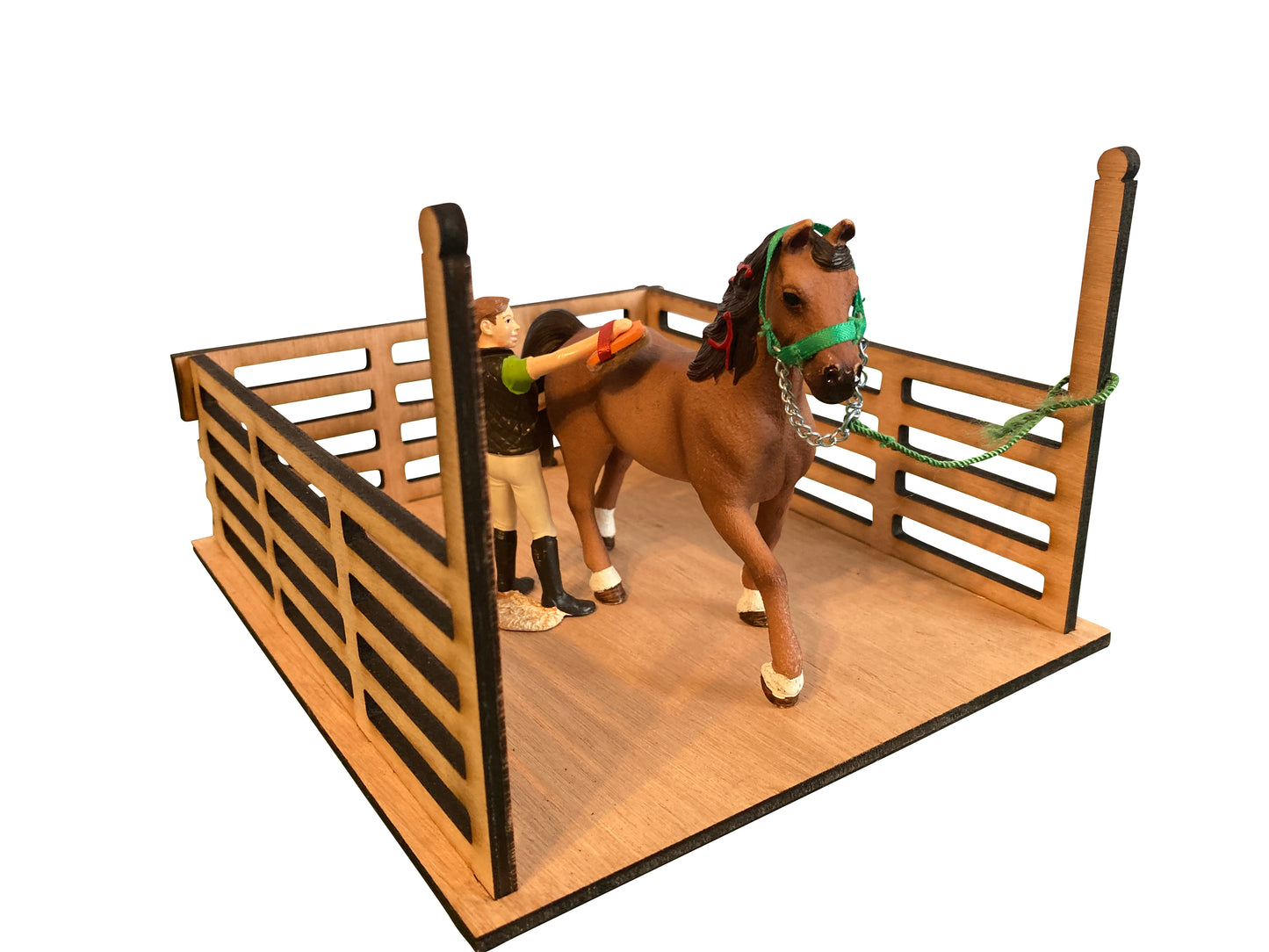 Washing & Grooming Stall With Saddle Stand, Fits Schleich Horses, Made From Wood