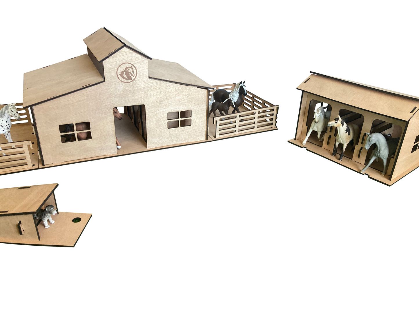 3 Stall Toy Stable, Fits Schleich Horses, Made From Wood