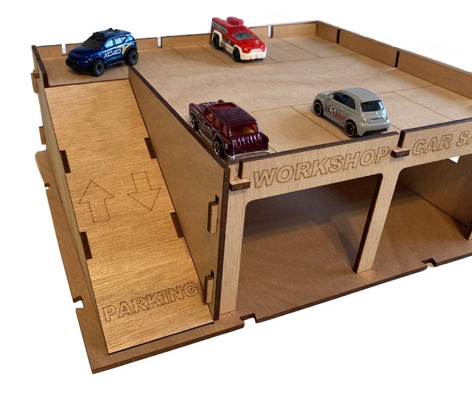Wooden Toy Garage fits Hot Wheels Cars - Main Image